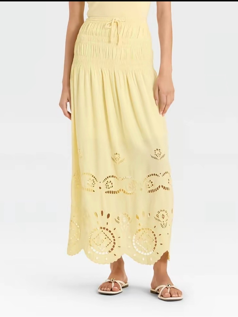 Target Pale Yellow Eyelet Midi Skirt
